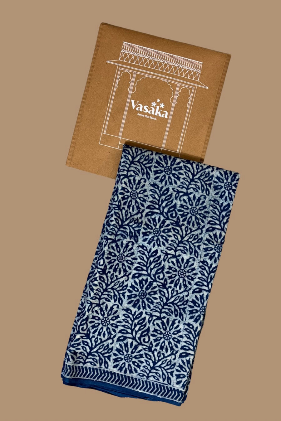 AKOLA INDIGO_ Dabu Hand Block Mulmul Cotton Saree