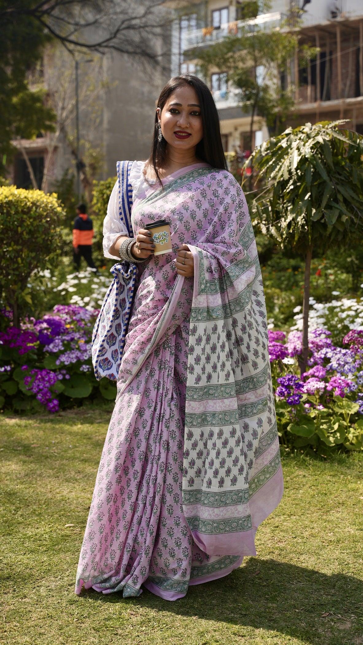 Pink_ Mulmul Cotton Saree