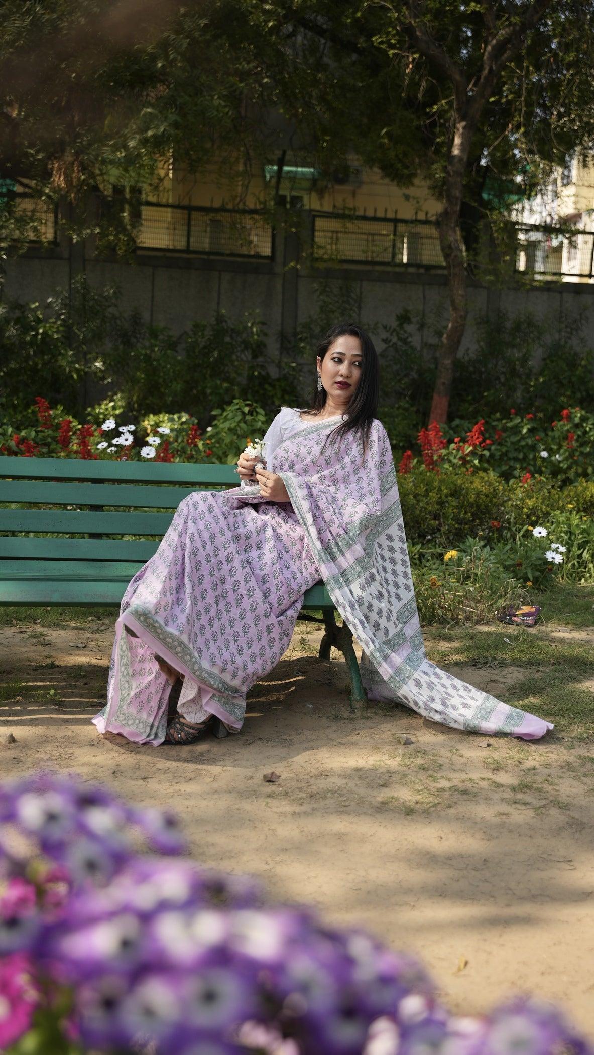 Pink_ Mulmul Cotton Saree