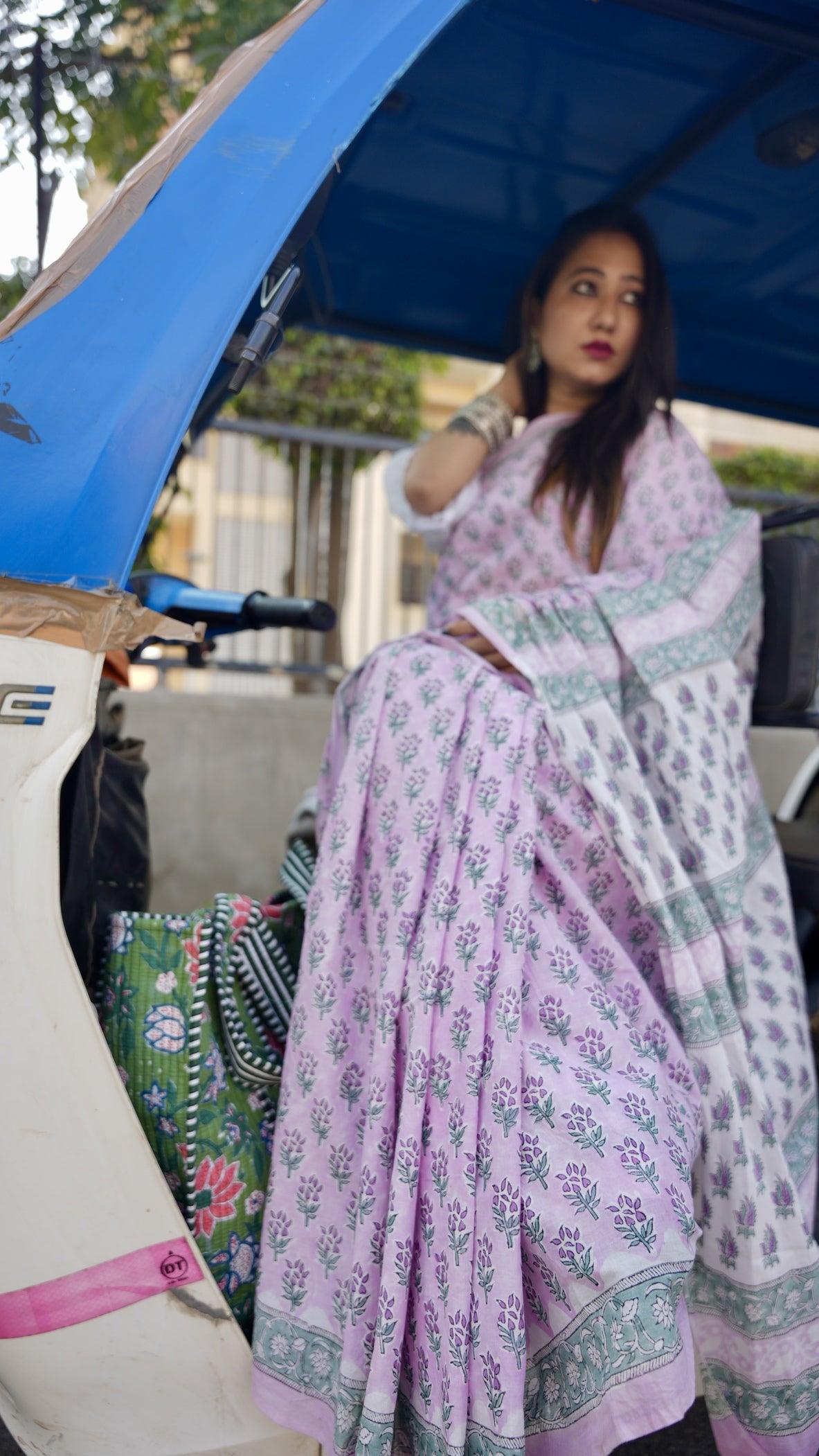Pink_ Mulmul Cotton Saree