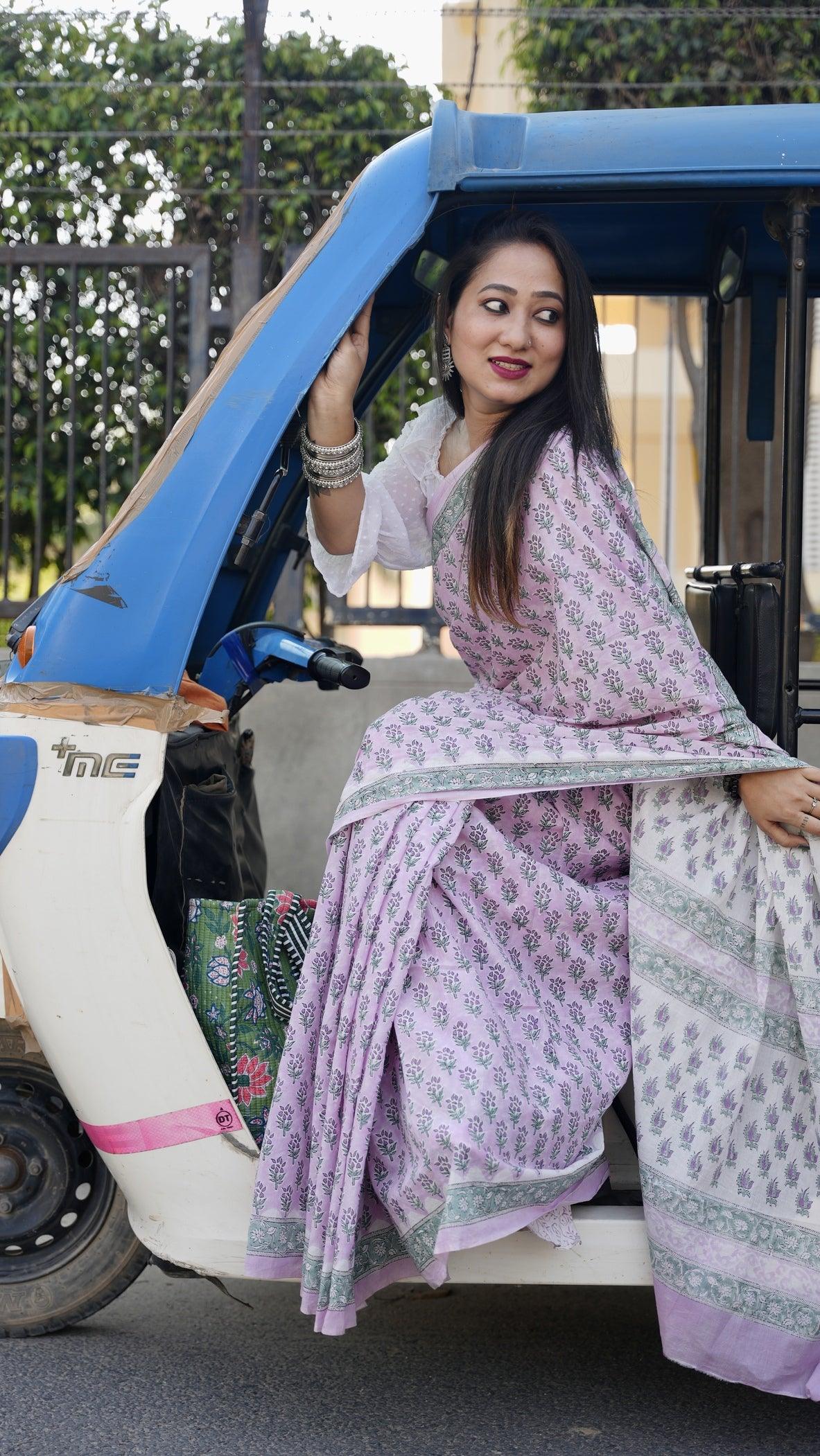 Pink_ Mulmul Cotton Saree