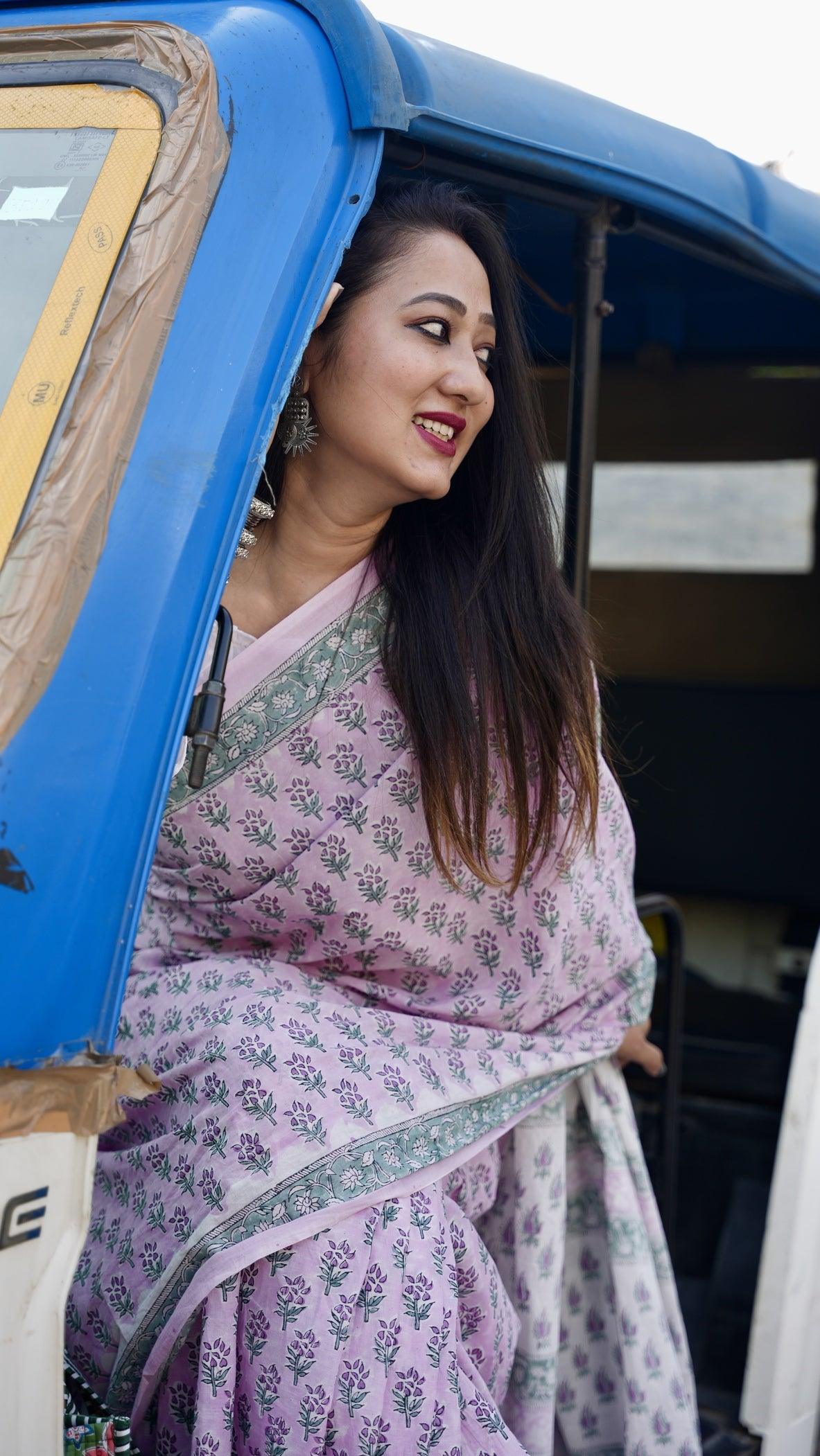 Pink_ Mulmul Cotton Saree