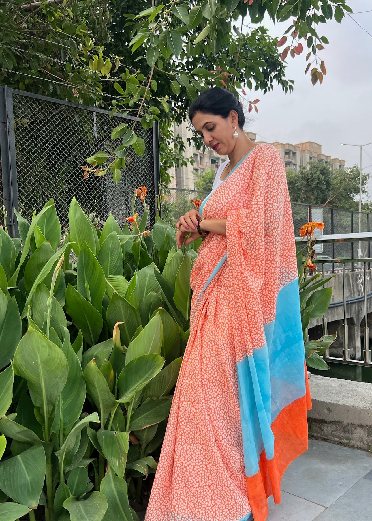 Oorja_Heritage Hand Block Printed Pure Cotton Saree