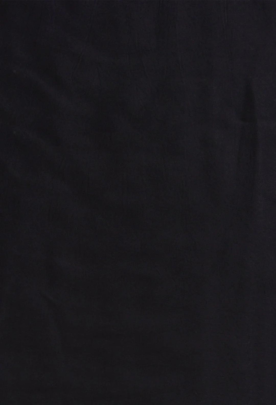 Black Colour Modal Plain Saree With Tissue Pallu - Vasaka Jaipur
