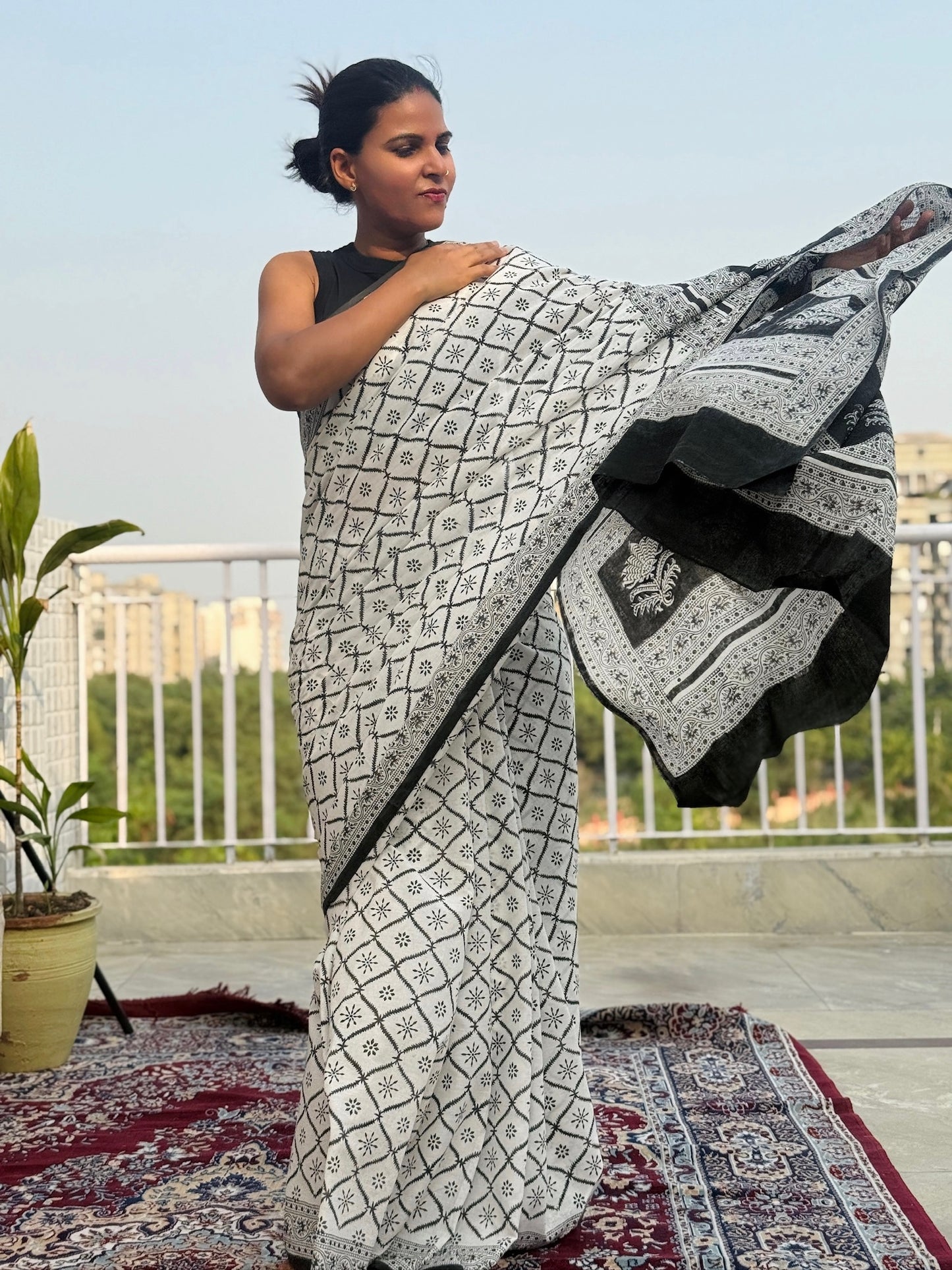 SHRUTIKA_Heritage Sanganeri Hand Block Printed Pure Cotton Saree