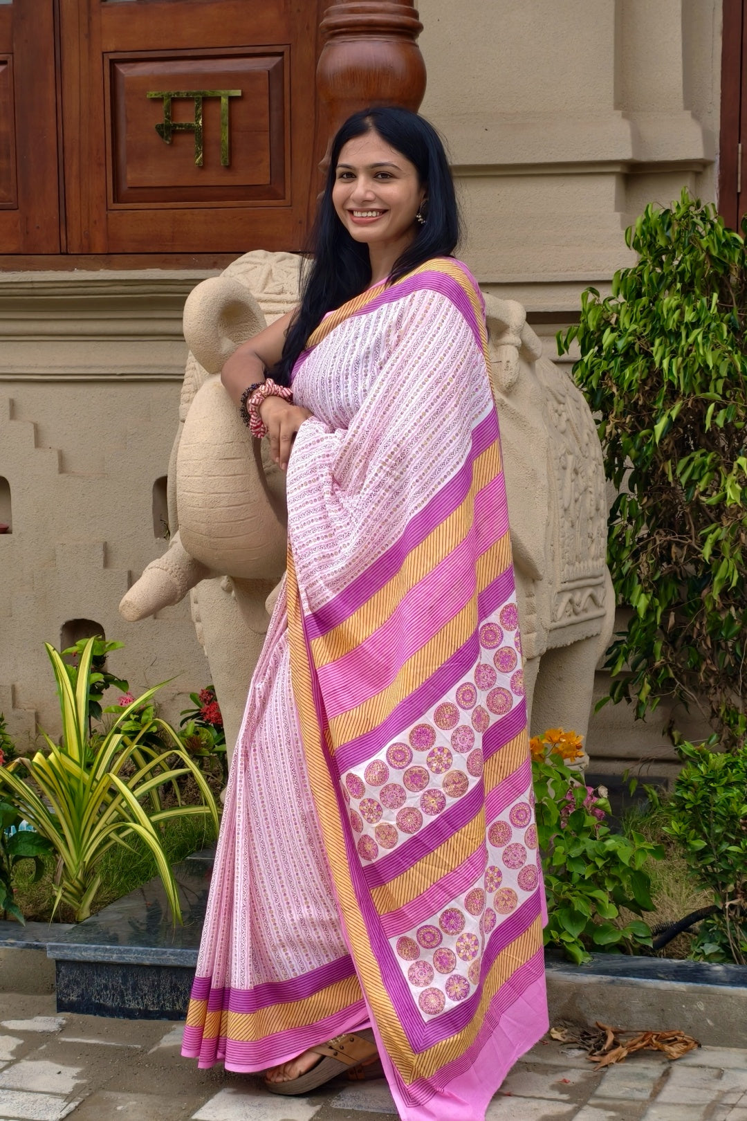PAKHI_Heritage Sanganeri Hand Block Printed Pure Cotton Saree