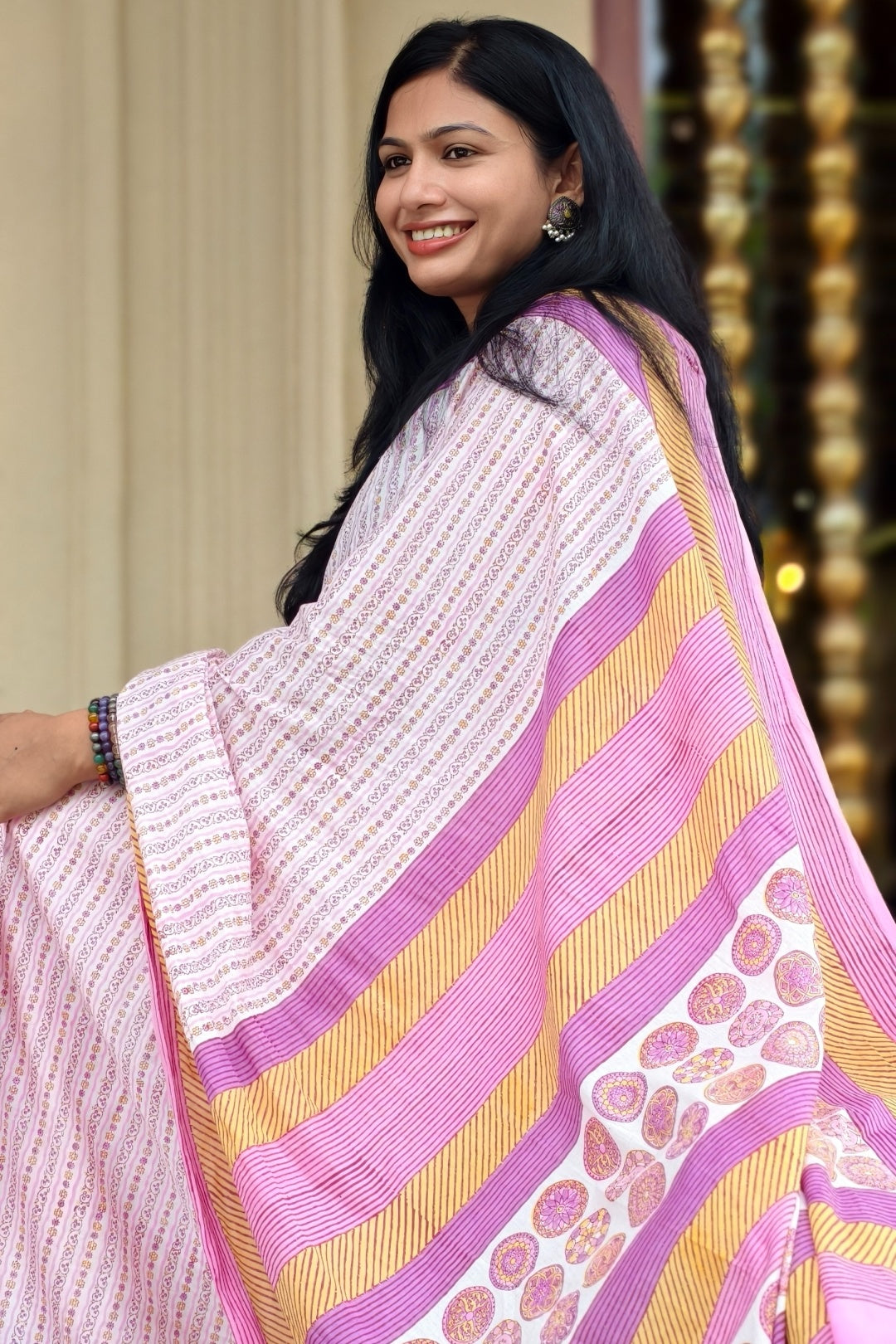 PAKHI_Heritage Sanganeri Hand Block Printed Pure Cotton Saree