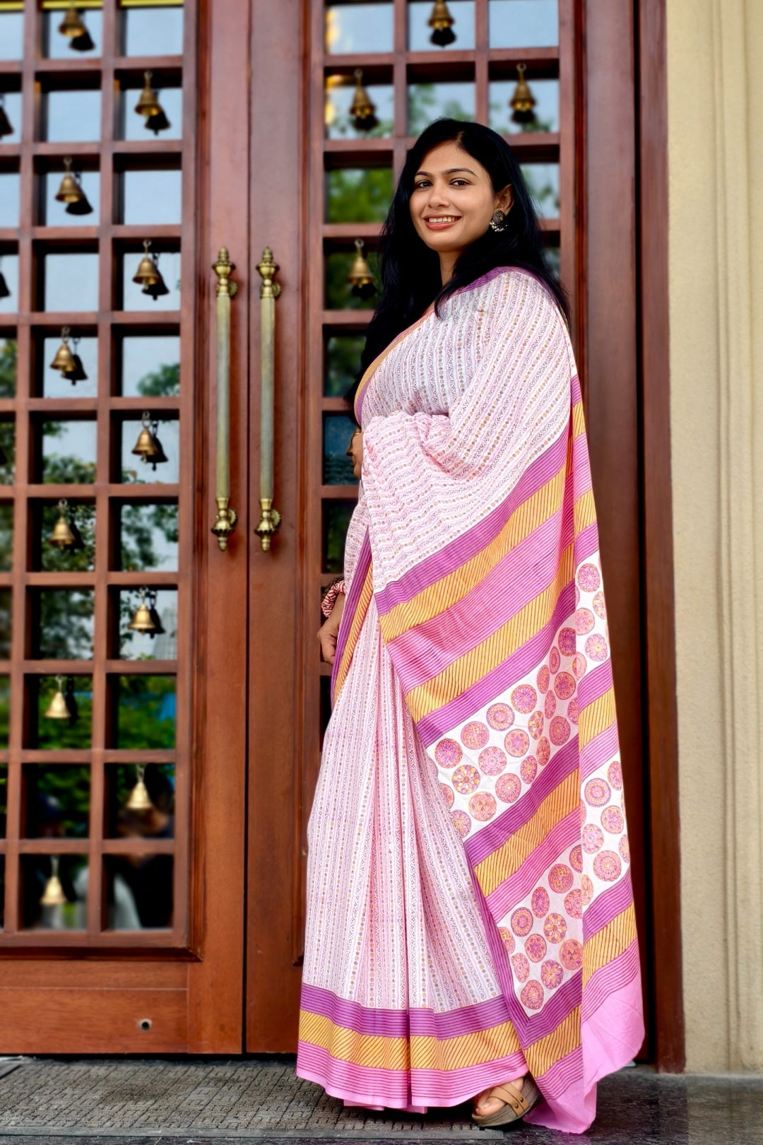 PAKHI_Heritage Sanganeri Hand Block Printed Pure Cotton Saree