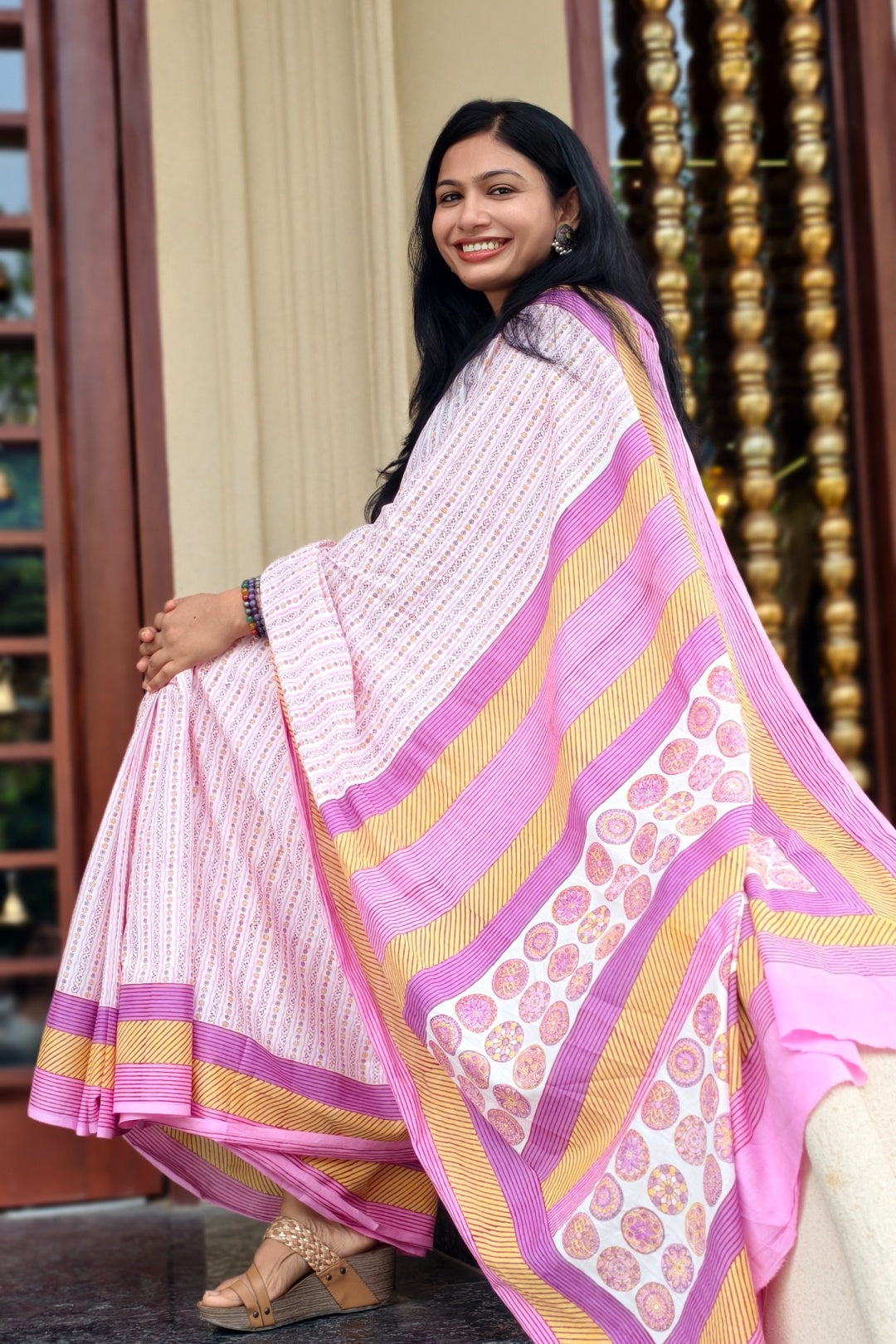 PAKHI_Heritage Sanganeri Hand Block Printed Pure Cotton Saree