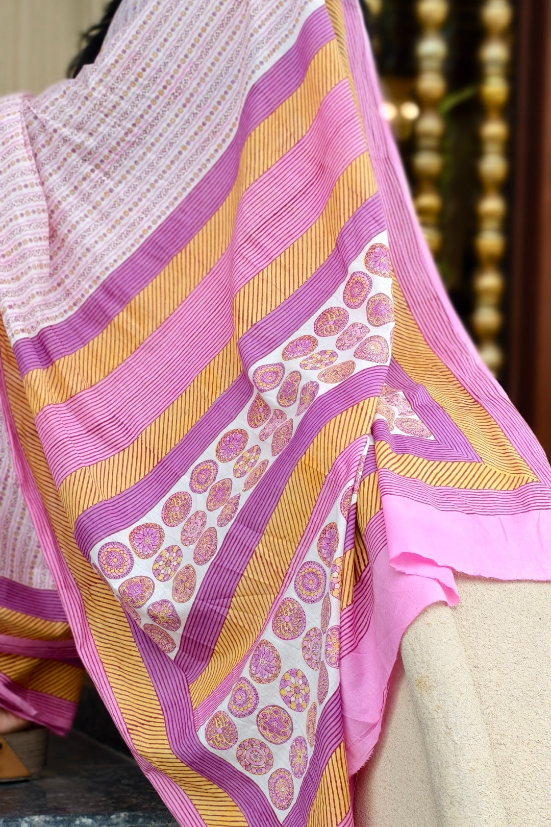 PAKHI_Heritage Sanganeri Hand Block Printed Pure Cotton Saree