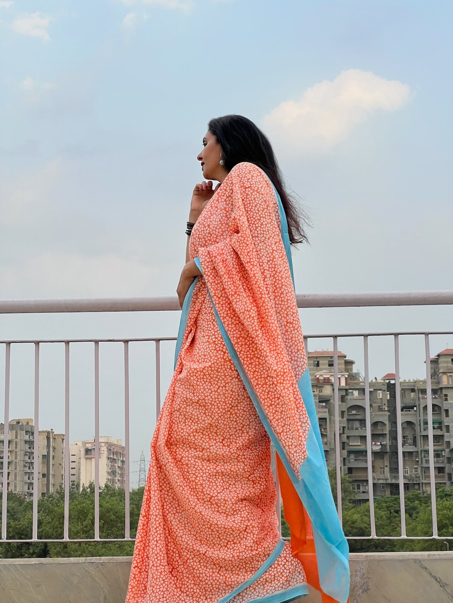 Oorja_Heritage Hand Block Printed Pure Cotton Saree