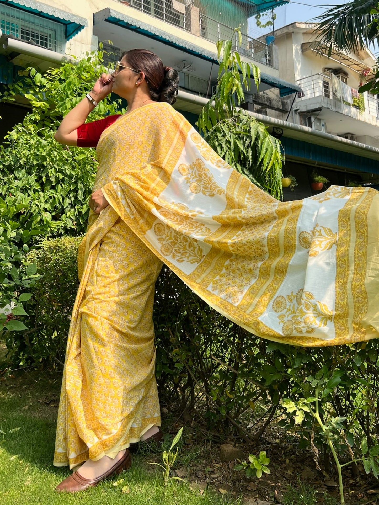 SUNAINA_Heritage Sanganeri Hand Block Printed Pure Cotton Saree