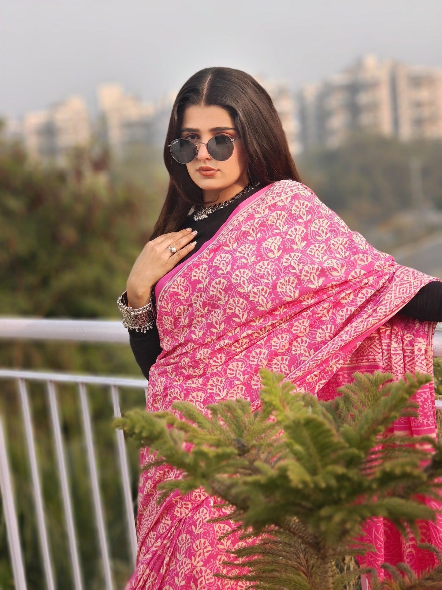 Pink_ Mulmul Cotton Saree