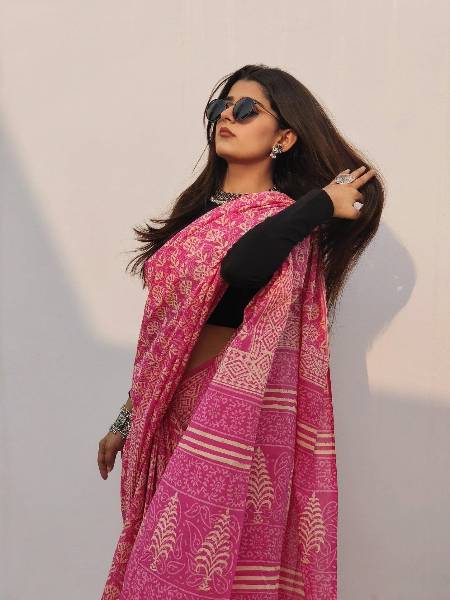 Pink_ Mulmul Cotton Saree