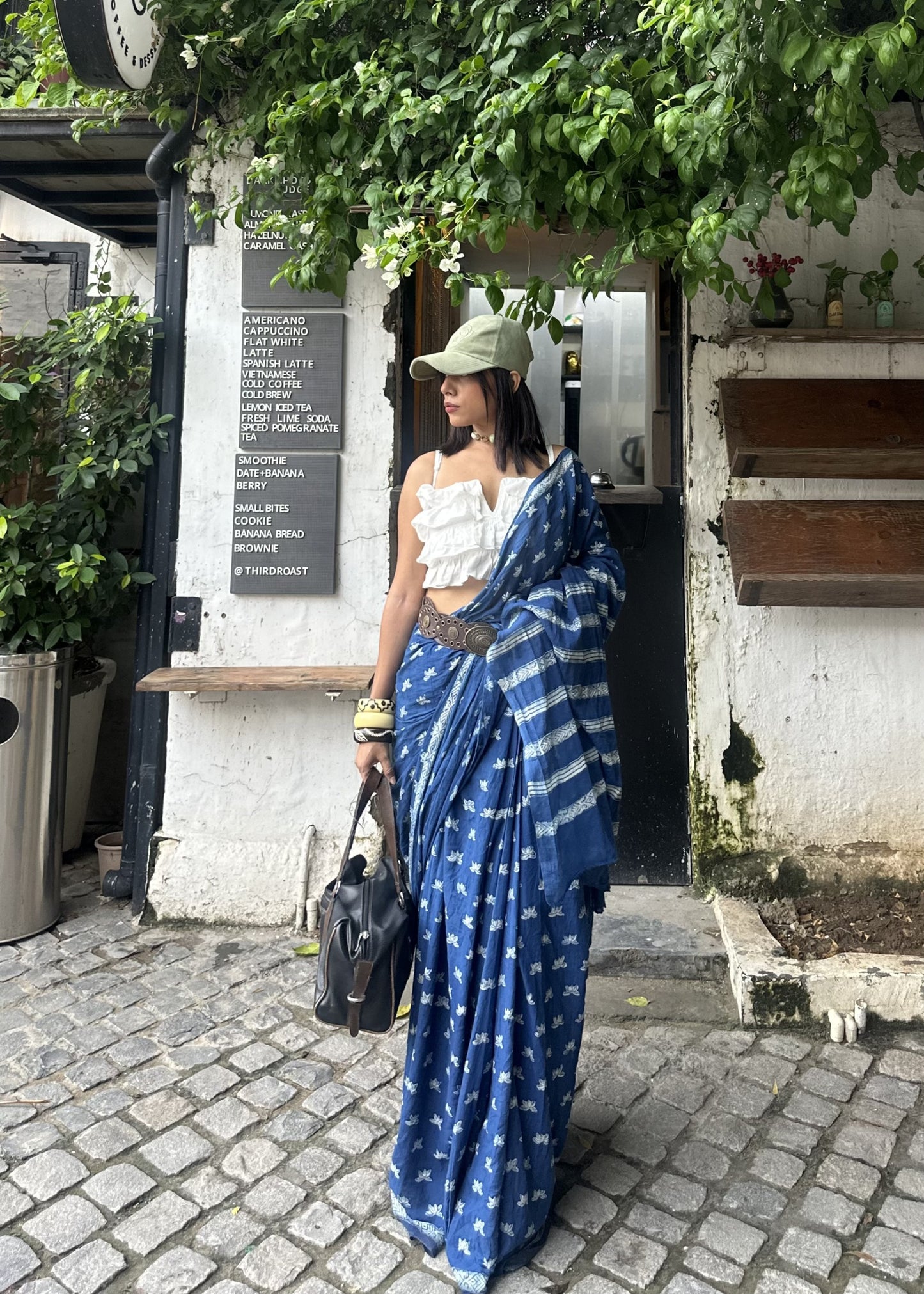 NALINI_Indigo Mul Cotton Saree