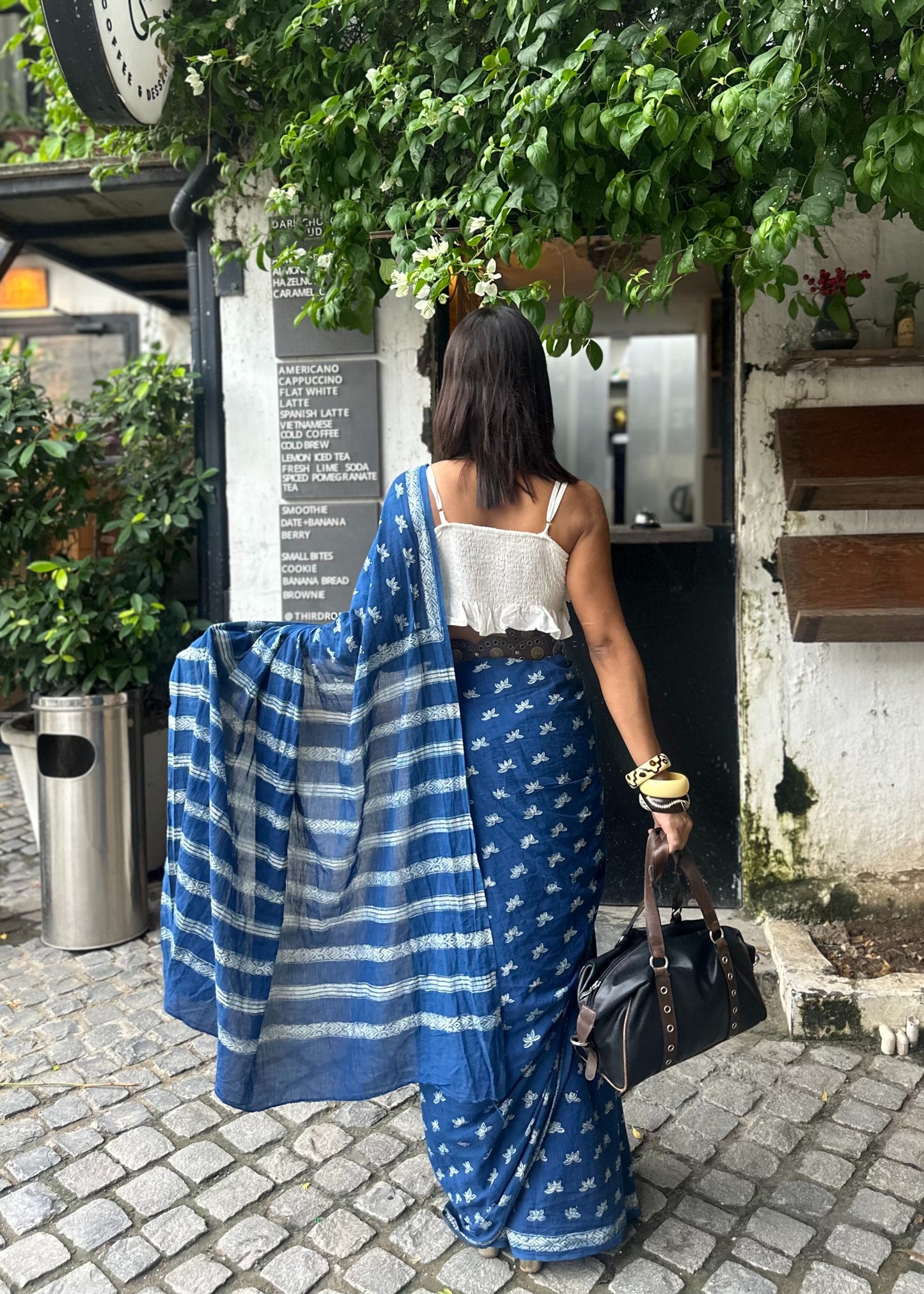 NALINI_Indigo Mul Cotton Saree