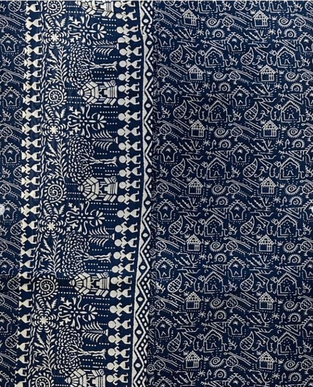 Warli Print Mul Cotton Saree - Vasaka Jaipur