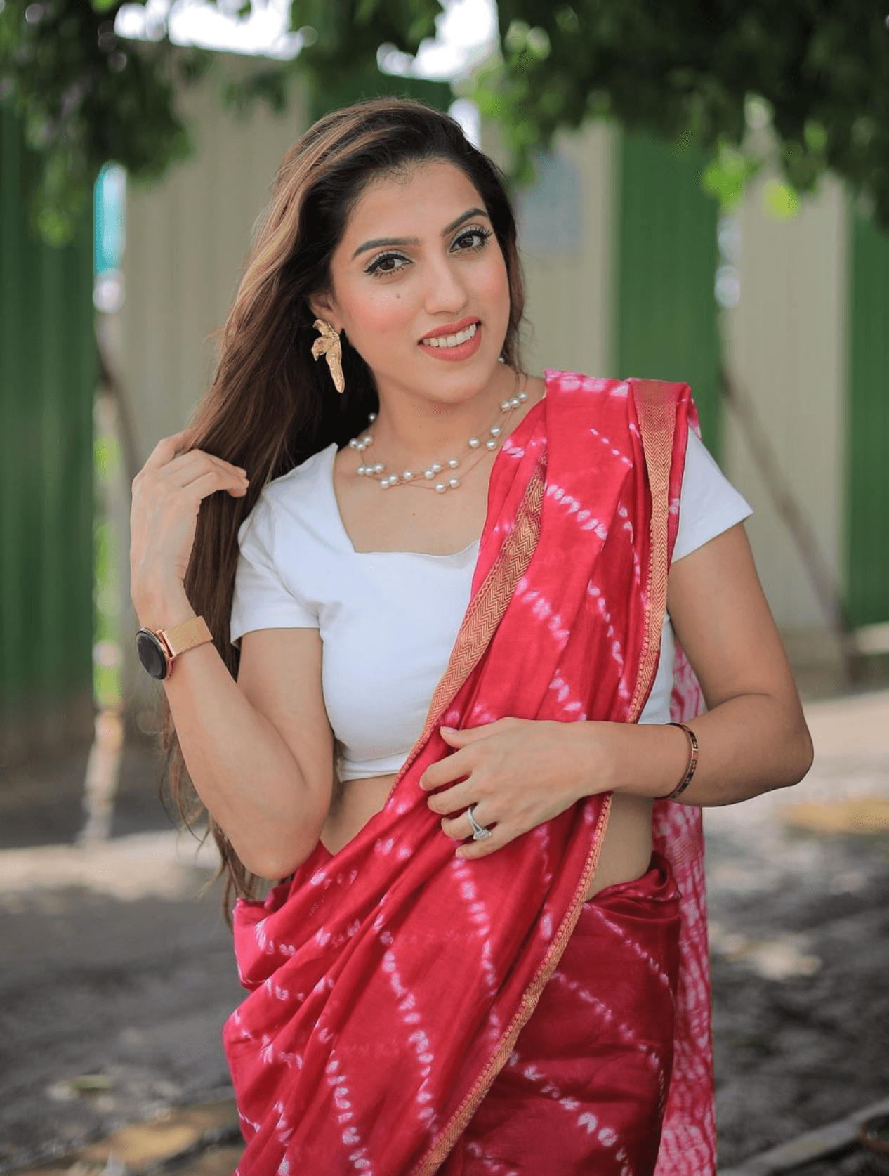 Red - Shibori Leheriya with Arashi Shibori Pallu Maheshwari Silk Saree - Vasaka Jaipur