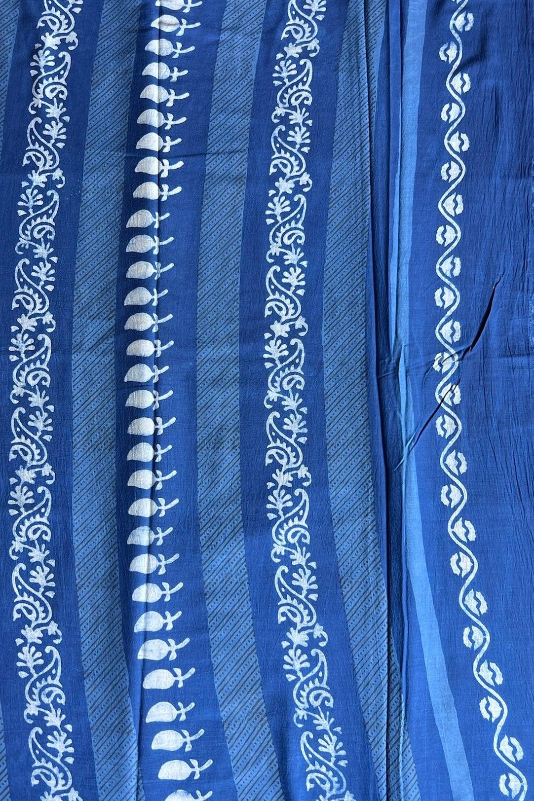 Nishka deep indigo blue dabu hand block printed natural dye cotton saree by Vasaka Jaipur