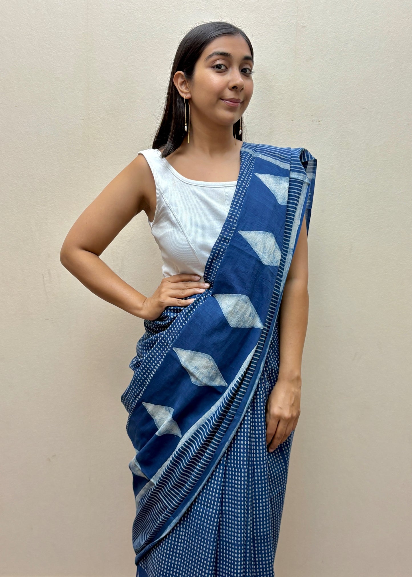 NAMITA_Indigo Natural Dye Dabu HBP Mul Cotton Saree