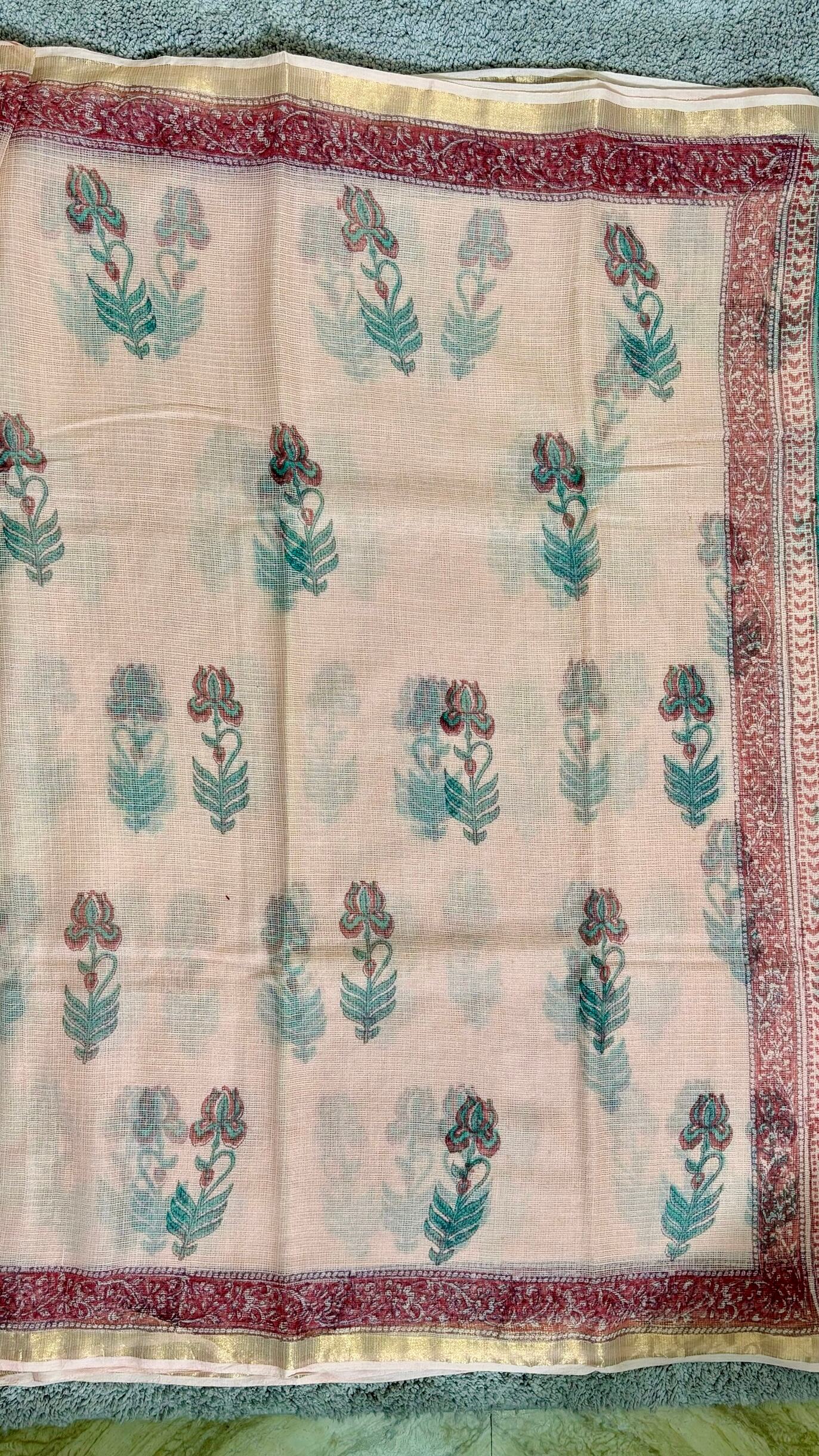 Peach_ Kota Doria Saree