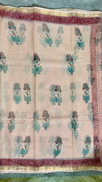 Peach_ Kota Doria Saree