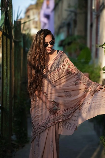 Aparna Hand Block Printed Cotton Saree