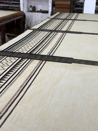 Sanskriti_Mrida Dabu Mustard Cotton Saree - Image 3 - Vasaka Jaipur