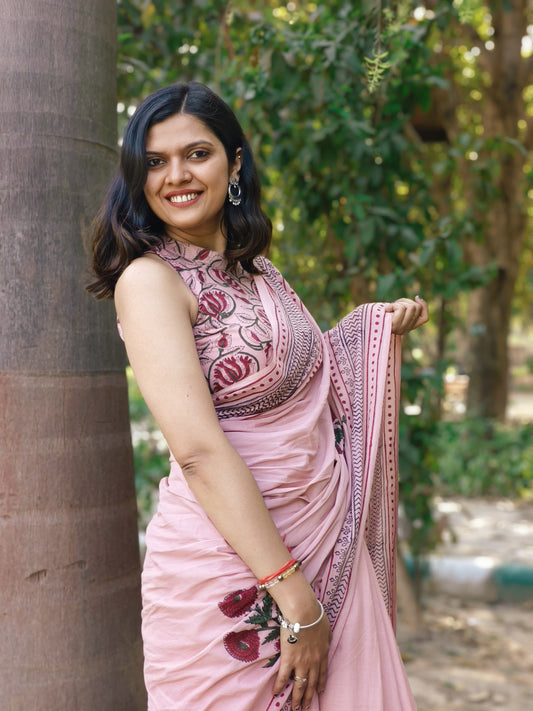 Nayana Hand Block Printed Cotton Saree