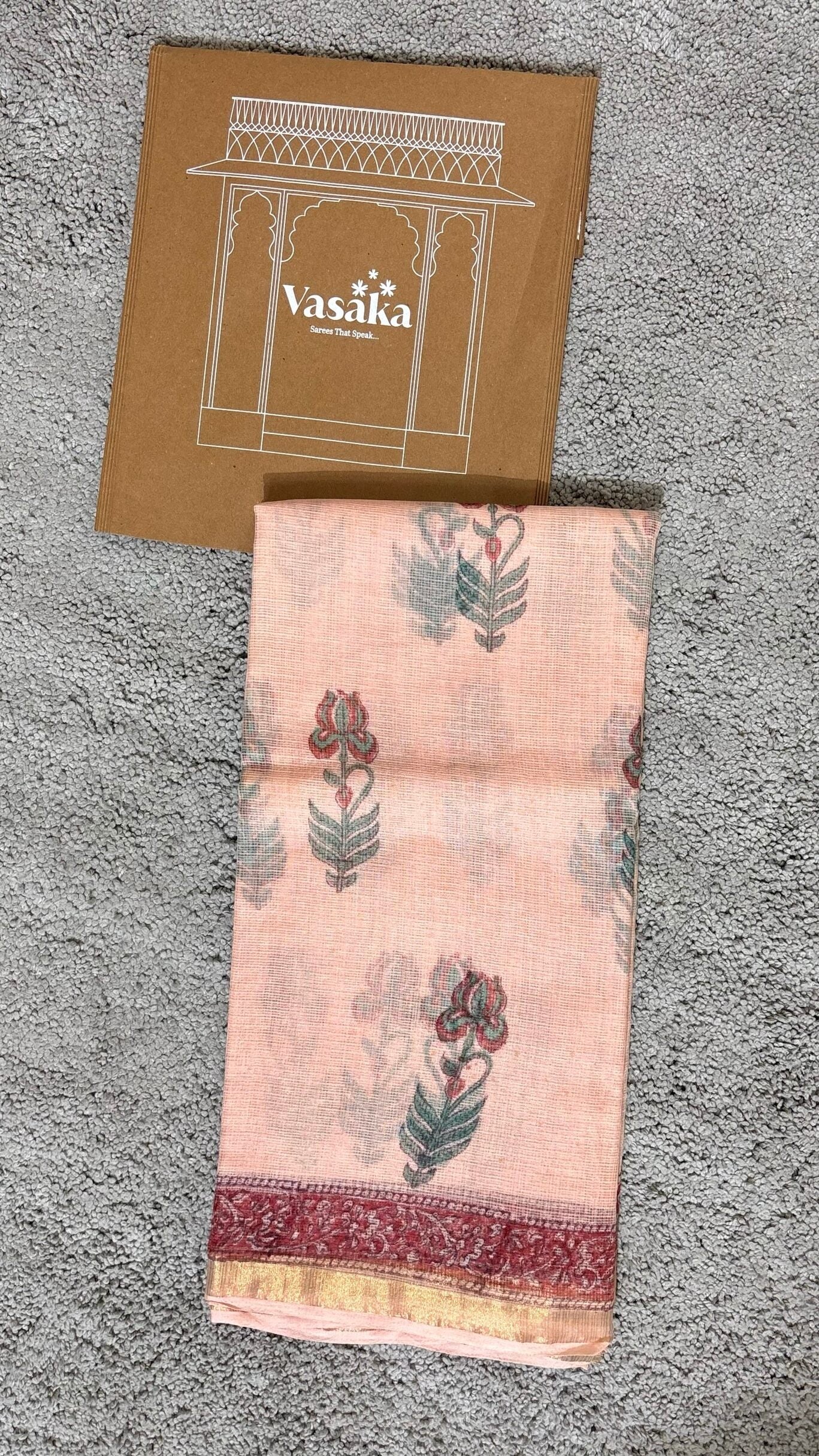 Peach_ Kota Doria Saree