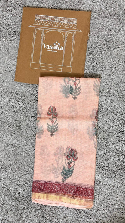 Peach_ Kota Doria Saree