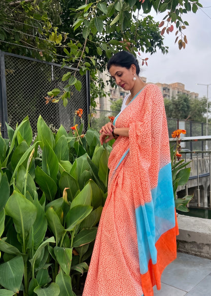 Oorja_Heritage Hand Block Printed Pure Cotton Saree