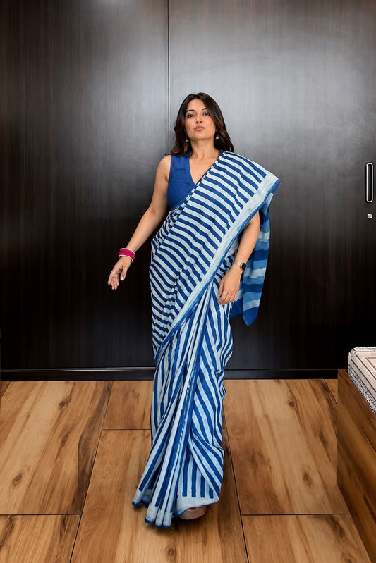 Nandini_ Indigo Natural Dye Cotton Saree