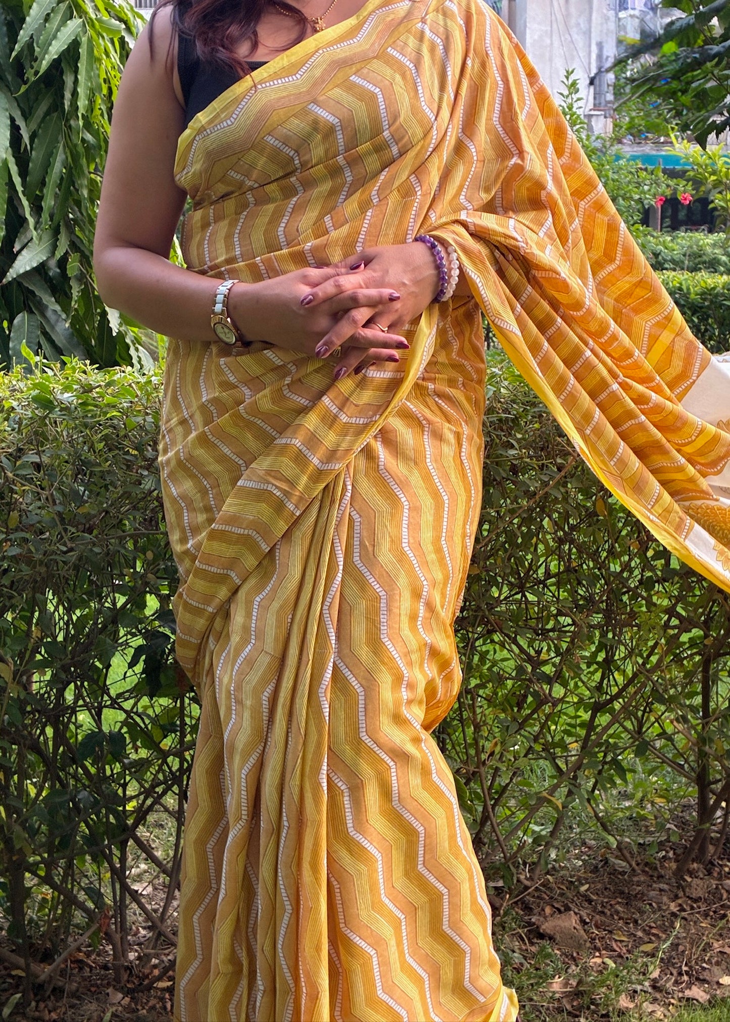 SANDHYA_Heritage Sanganeri Hand Block Printed Pure Cotton Saree