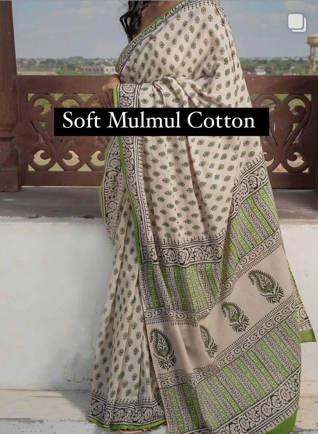 Offwhite_ Mulmul Cotton Saree