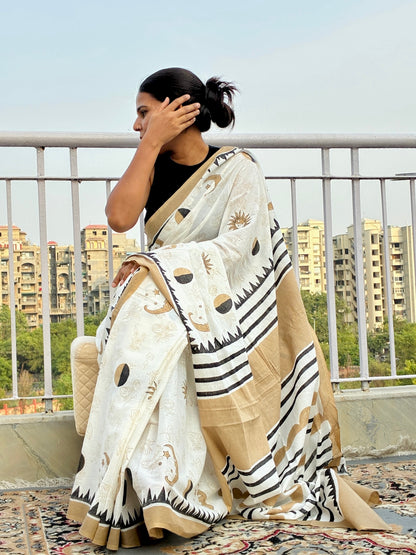 Nakshita_Heritage Sanganeri Hand Block Printed Pure Cotton Saree