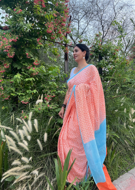 Oorja_Heritage Hand Block Printed Pure Cotton Saree