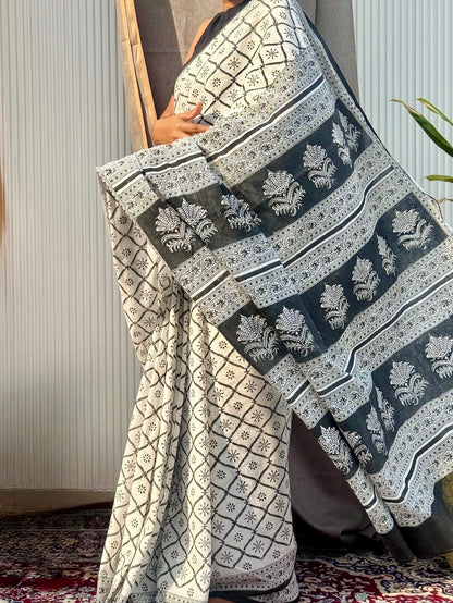 SHRUTIKA_Heritage Sanganeri Hand Block Printed Pure Cotton Saree