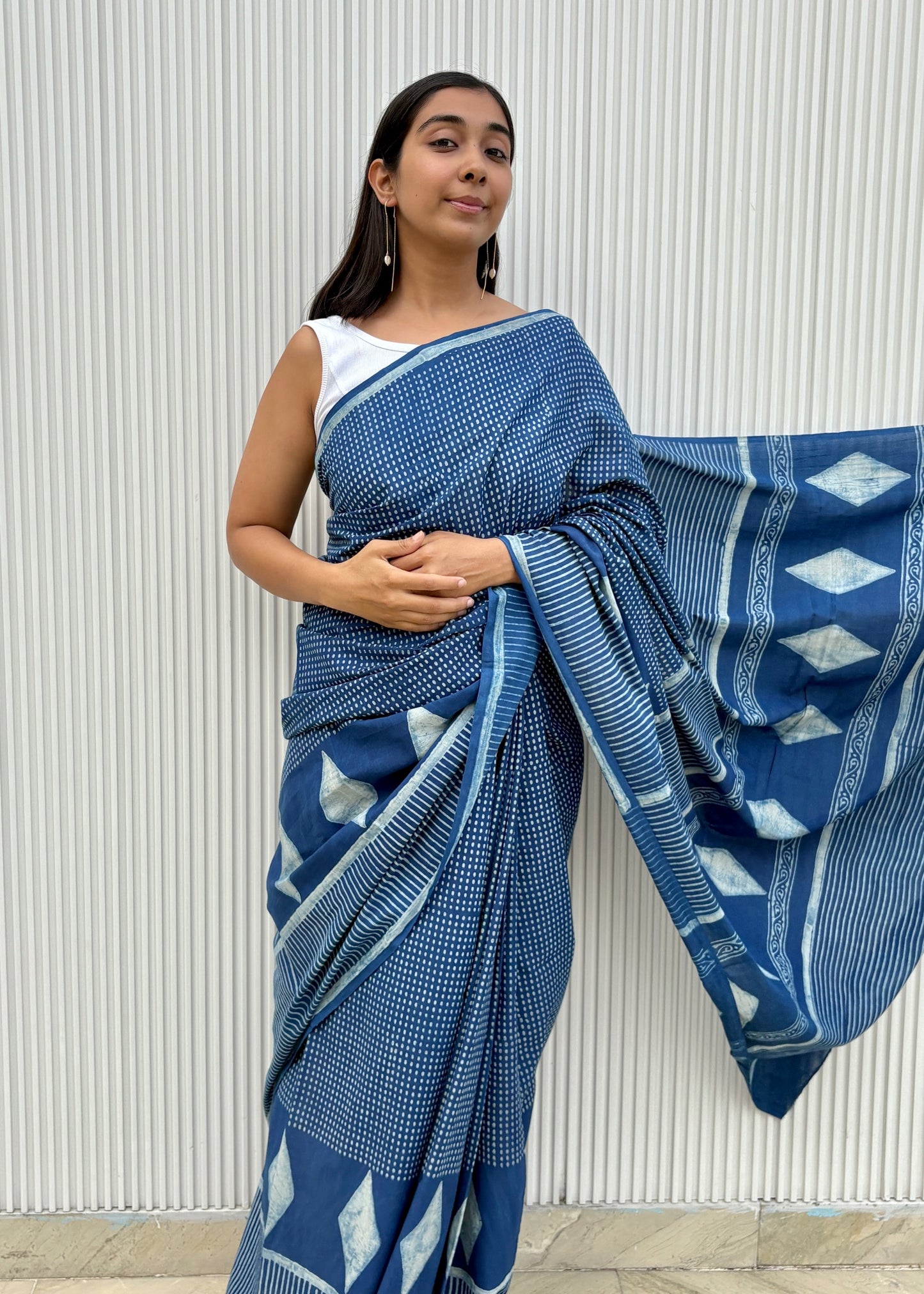 NAMITA_Indigo Natural Dye Dabu HBP Mul Cotton Saree
