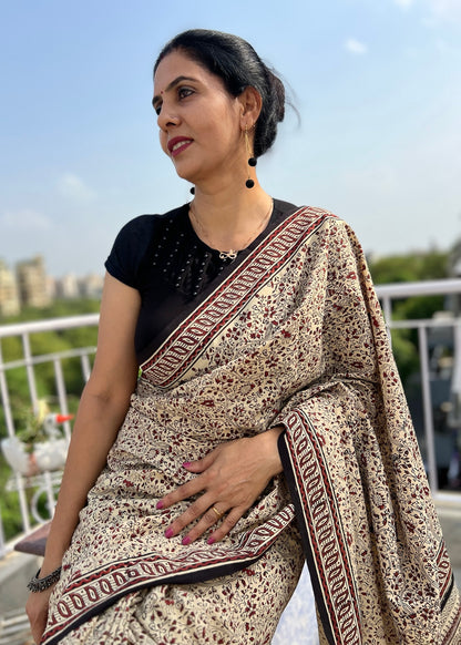 CHITRA_Heritage Bagru Hand Block Printed Pure Cotton Saree