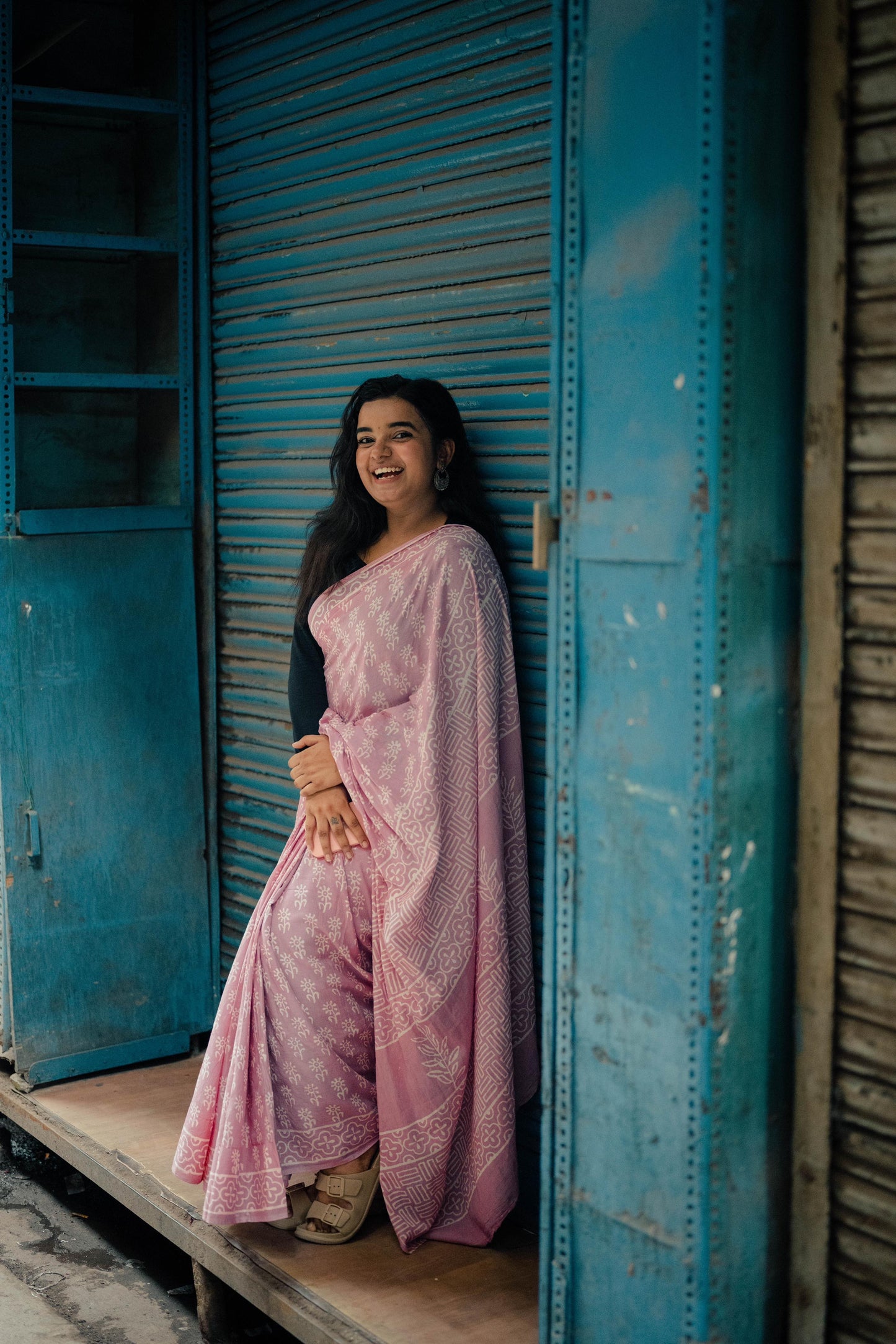 Pastel Pink Mulmul Cotton Saree