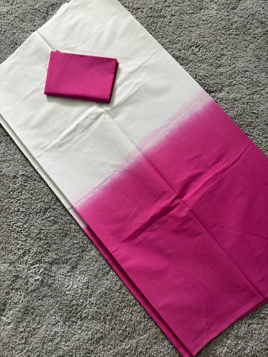 Pink_ Mulmul Cotton Saree - Vasaka Jaipur