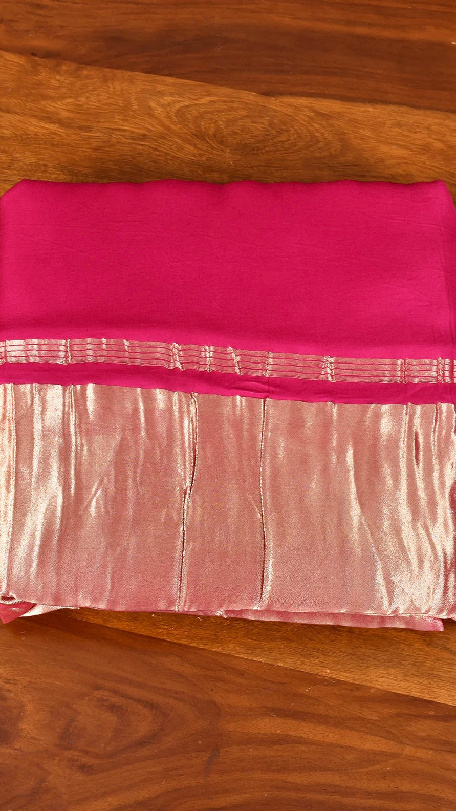 Fuchsia Deep Pink Colour Modal Plain Saree With Tissue Pallu