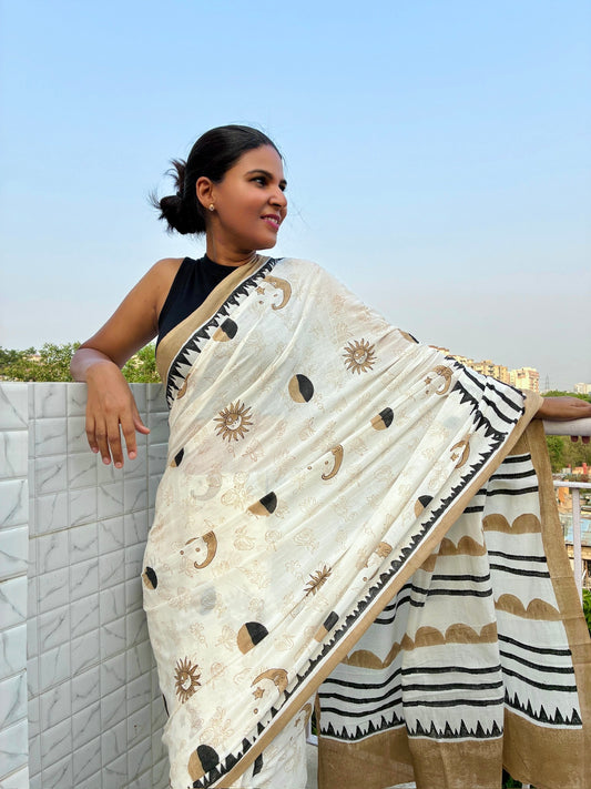 Nakshita_Heritage Sanganeri Hand Block Printed Pure Cotton Saree