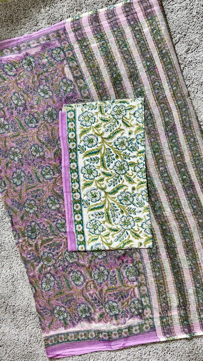 Lavender_ Kota Doria Saree