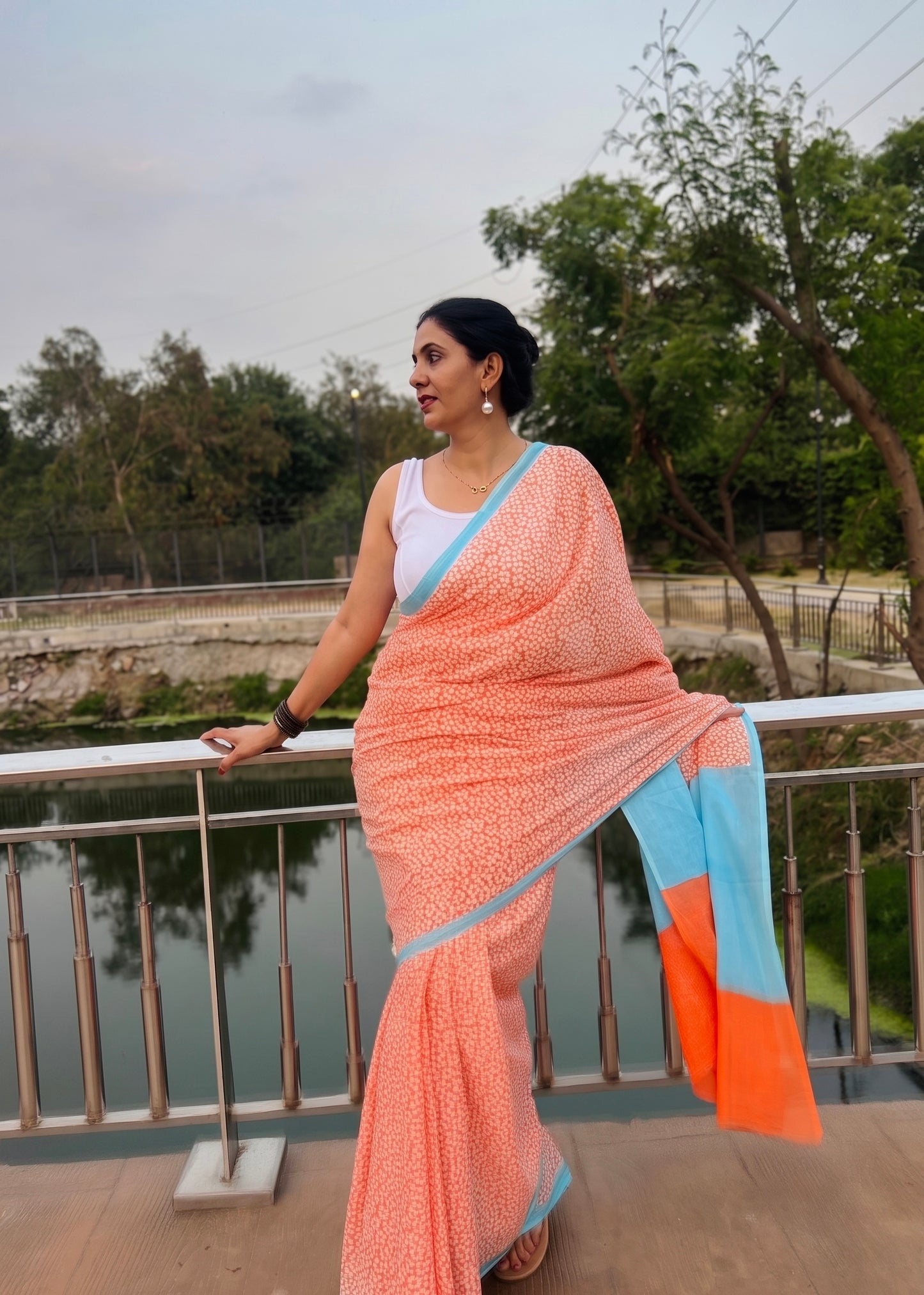 Oorja_Heritage Hand Block Printed Pure Cotton Saree