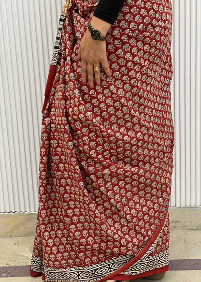 RACHNA _Heritage Bagru Hand Block Printed Pure Cotton Saree