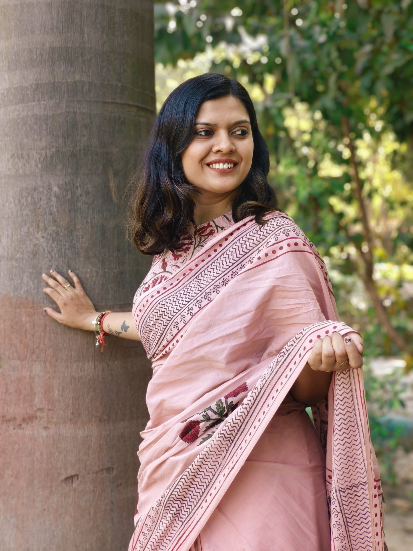 Nayana Hand Block Printed Cotton Saree