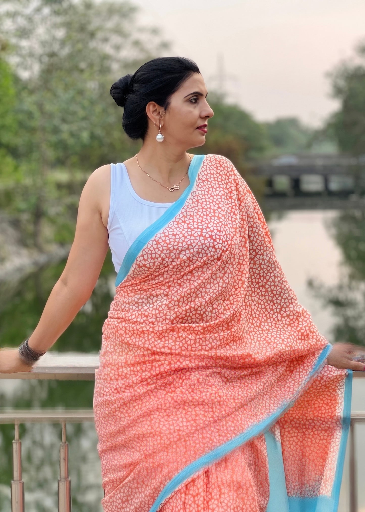 Oorja_Heritage Hand Block Printed Pure Cotton Saree