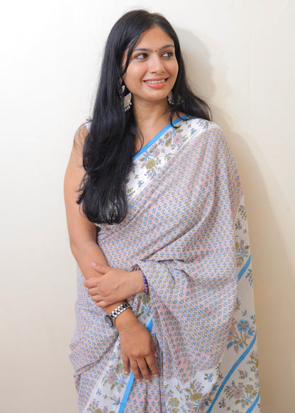PRACHI_Heritage Sanganeri Hand Block Printed Pure Cotton Saree